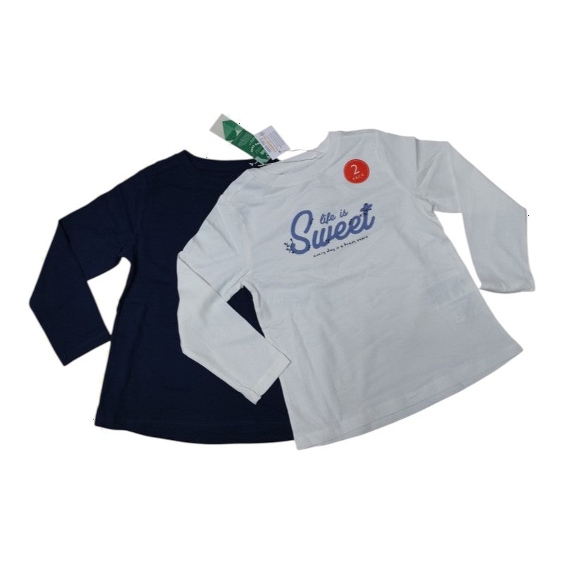 Set 2 bluze bumbac Zippy „Life is Sweet” bleumarin și alb, mărimi 3-8 ani - Noi cu etichetă