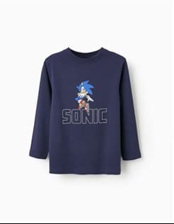Tricou Băieți Zippy Mânecă Lungă Sonic Bleumarin | 11-12 ani | NOU CU ETICHETĄ