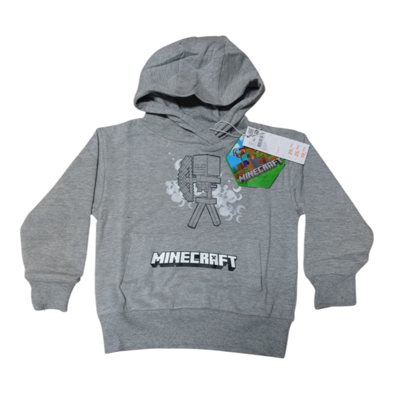 Hanorac gros copii Zippy „Minecraft” gri melanj, vătuit la interior și cu glugă, mărimi 3-5 ani - Nou cu etichetă