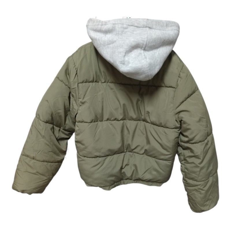 Geaca copii Primark CARES verde kaki gluga alba spate