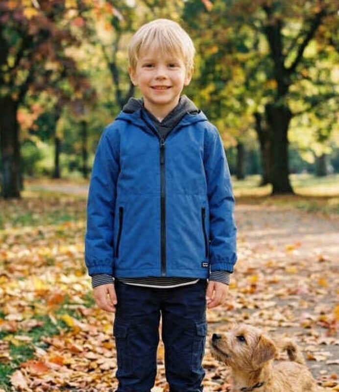 Geacă de vânt și ploaie albastră copii Zippy Windbreaker cu glugă