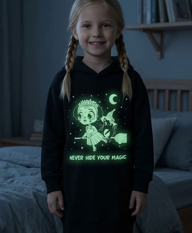 Rochie Hanorac Fete Zippy Glow in the Dark – Luminează În Întuneric, Mărimi 3-12 Ani | NOUĂ