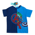 Tricou copii Marvel Avengers, albastru și bleumarin, cu imprimeu cu supereroi