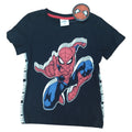 Tricou negru Marvel Spider-Man pentru copii, cu imprimeu mare și inscripții laterale