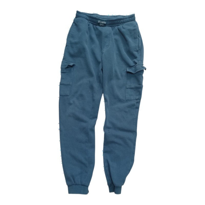 Pantaloni cargo vatuiti albastru petrol