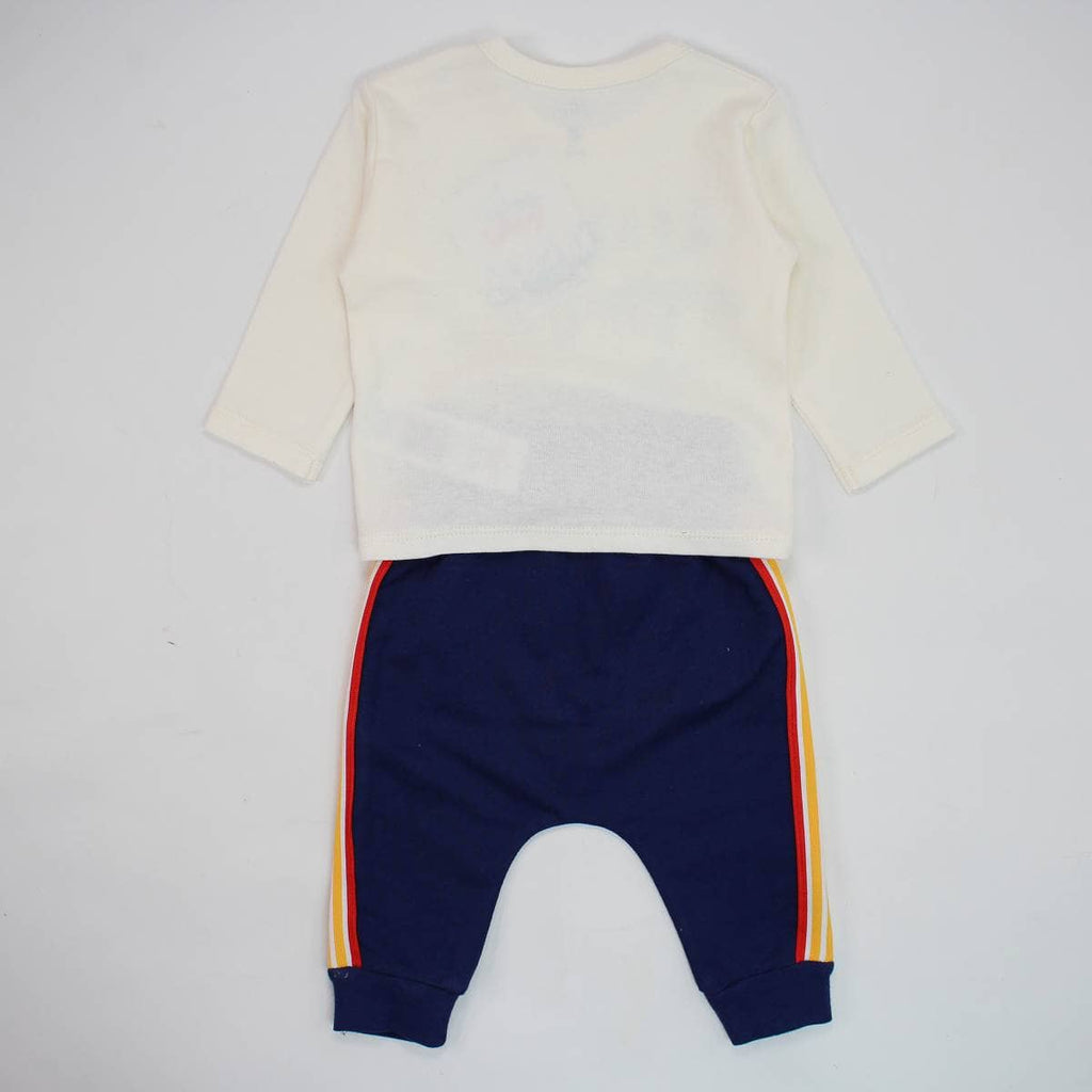 Compleu Disney Baby Simba din bumbac, crem și bleumarin