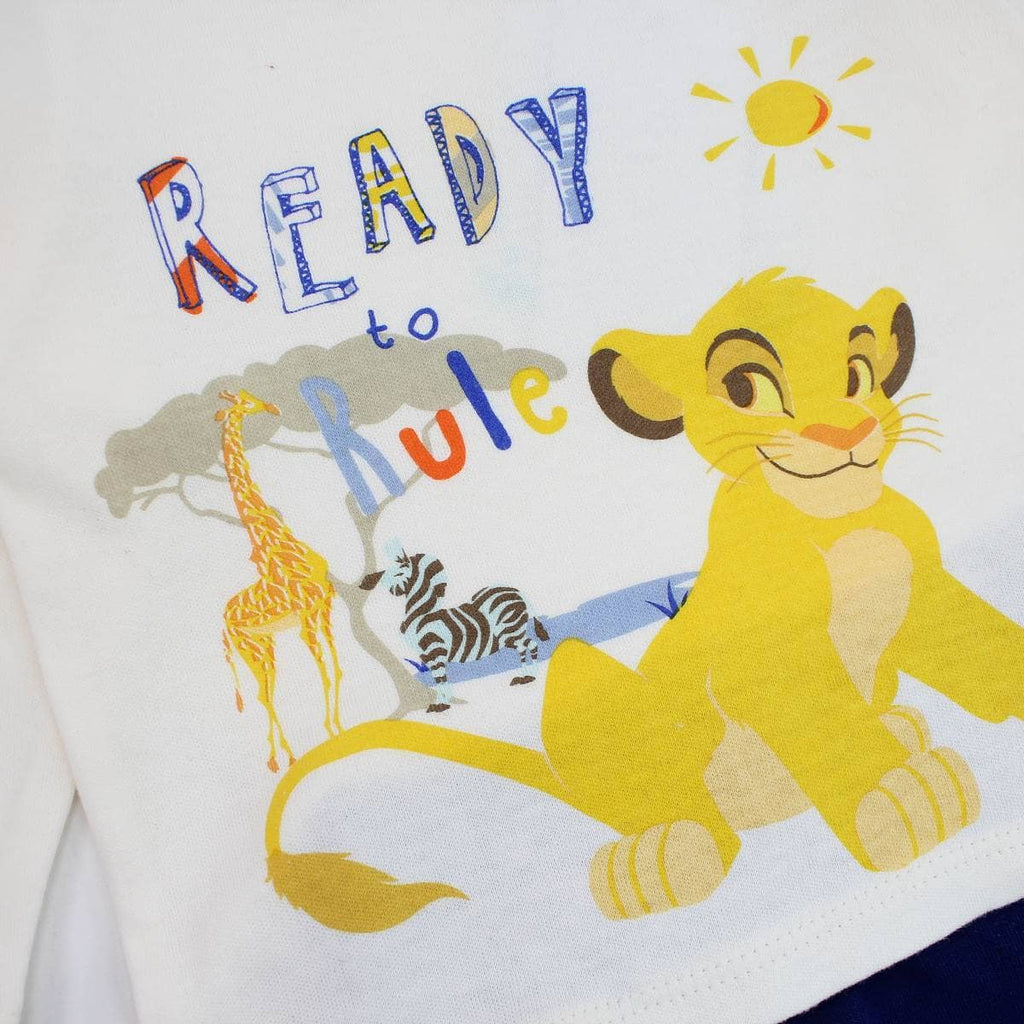 Compleu Disney Baby Simba din bumbac, crem și bleumarin