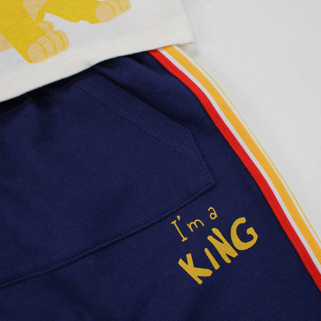 Compleu Disney Baby Simba din bumbac, crem și bleumarin