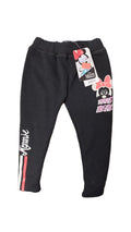 Pantaloni de trening vătuiți negri Minnie Mouse „100% Real” cu glitter