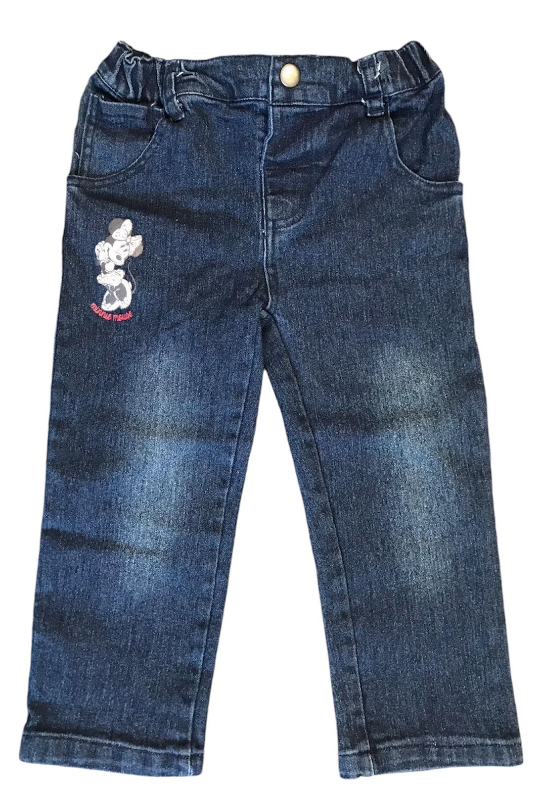 Blugi fetițe albastri denim cu broderie 6-24 luni