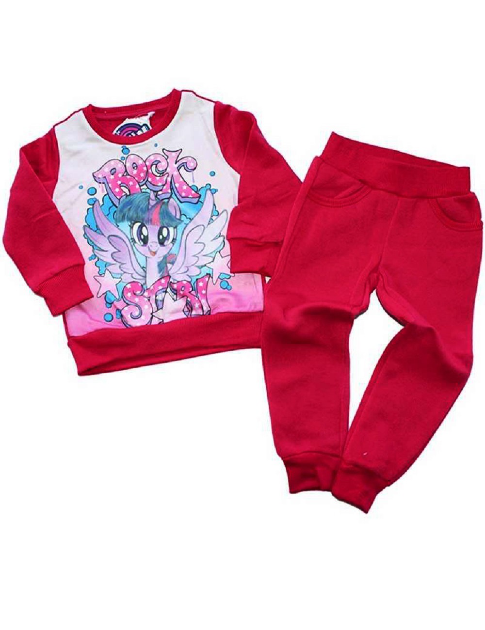 Trening fete fucsia cu imprimeu ponei 3 ani set complet