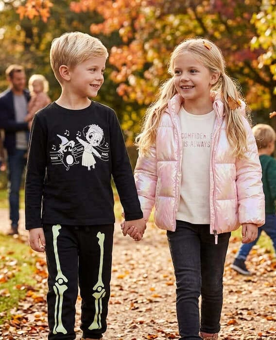 Pantaloni Trening Copii Zippy Fleece Negri cu Imprimeu Schelet | NOU CU ETICHETĂ | Mărimi 2-12 ani