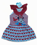 Rochiță bebe Minnie Mouse Baby by Ellepi, model roșu cu dungi și cireșe