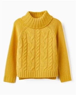 Pulover Copii Zippy Tricotat Galben-Muștar cu Guler Înalt | NOU CU ETICHETĂ