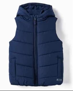 Vestă matlasată puffer cu glugă băieți Zippy Pongee Bleumarin, mărime 5-6 ani - Nouă cu etichetă