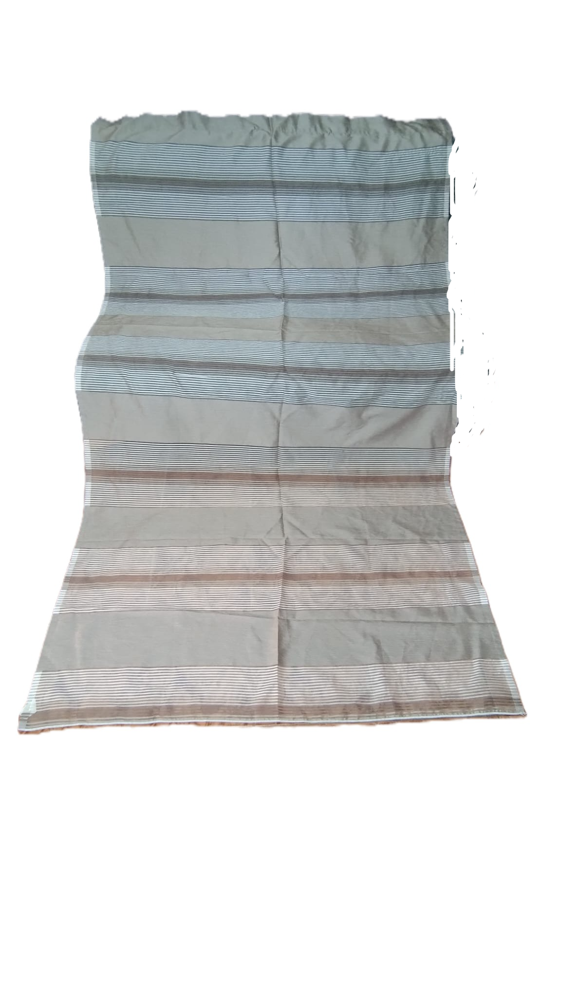 Set 2 Perdele Avelino poliester cu Dungi Maro și Crem, 137 x 245 cm – Secondhand ca Nou