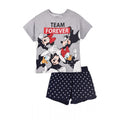 Compleu Minnie Mouse cu tricou gri cu personaje Disney și pantaloni scurți cu buline albe