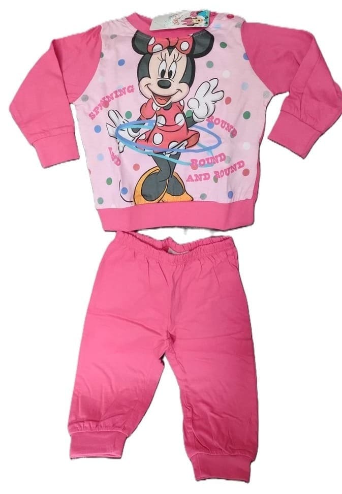 Pijama Minnie Mouse Disney Baby fucsia cu buline
