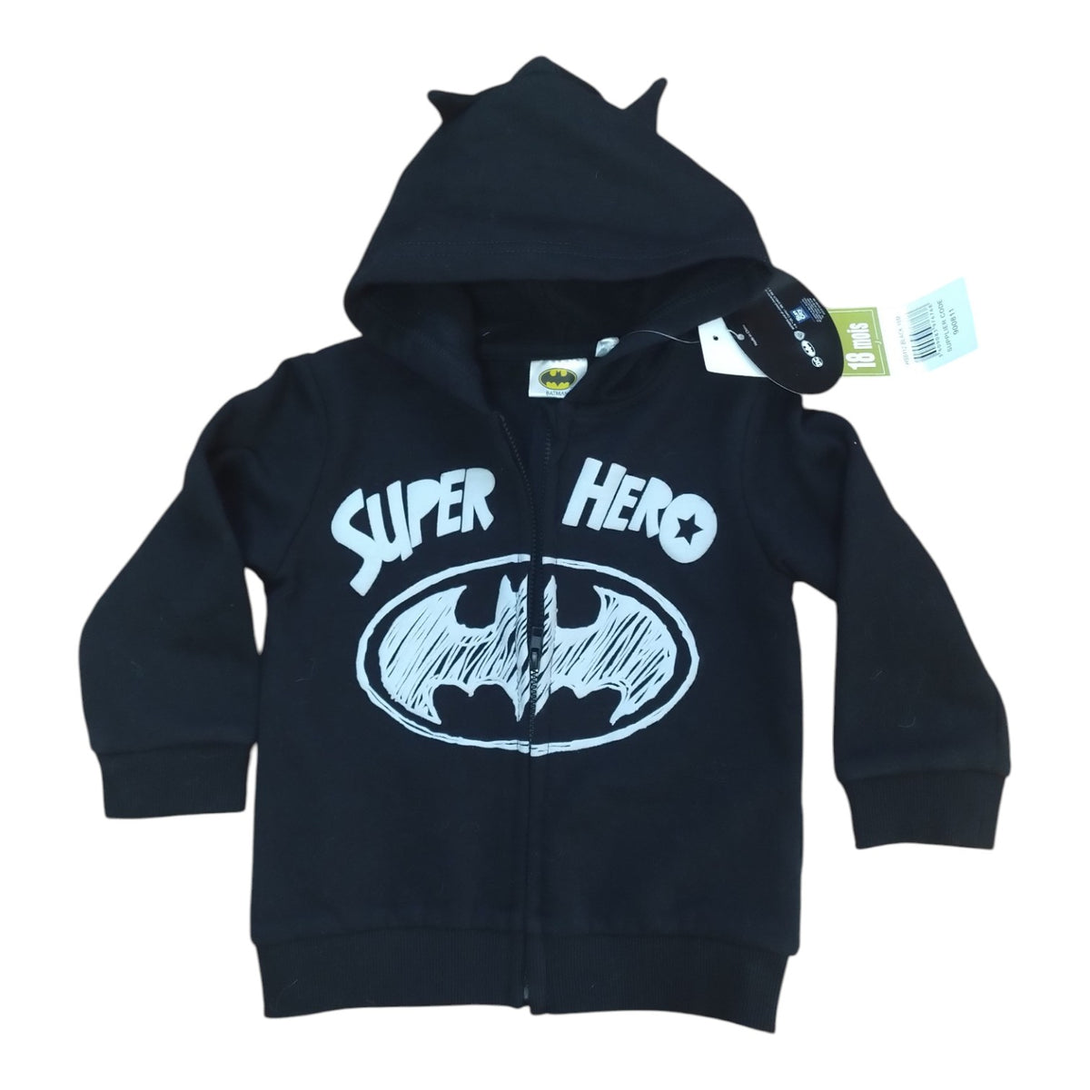 Hanorac Batman Super Hero negru gluga urechi 3D baieti