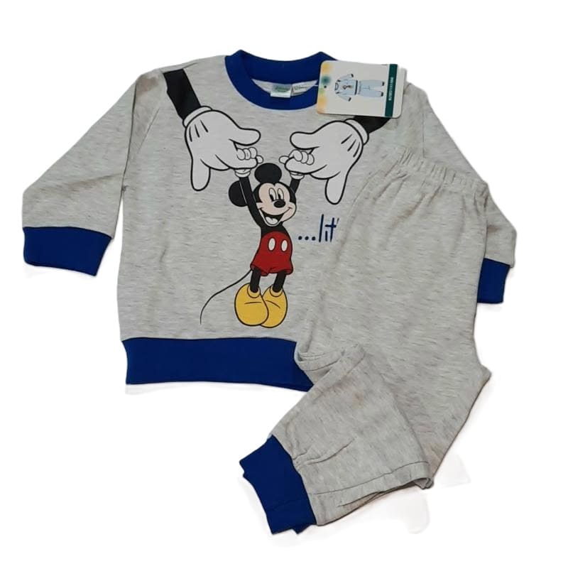 Pijama baieti gri Mickey Mouse Disney set 2 piese bumbac
