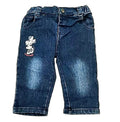 Blugi fetițe albastri denim cu broderie 6-24 luni