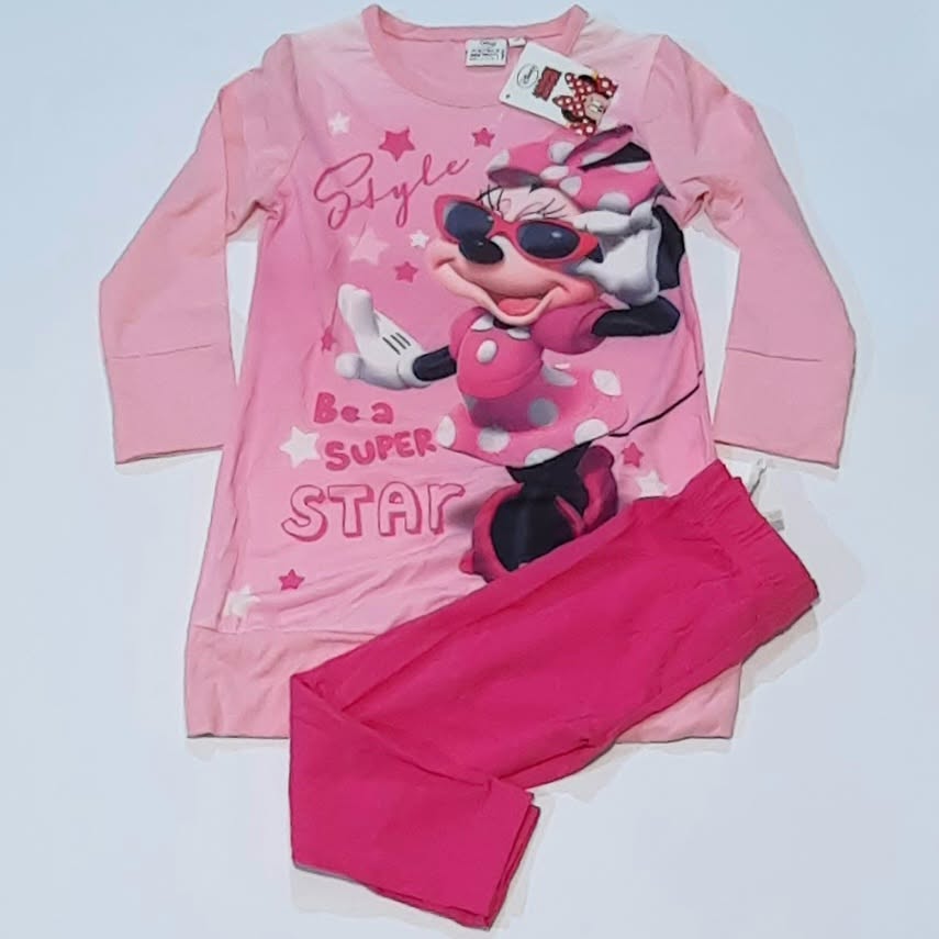 Compleu Disney Minnie Mouse Be a Super Star - Bluză Roz + Leggings Fuchsia